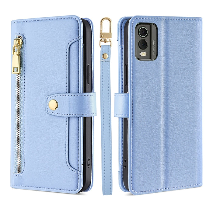 Estuche para teléfono de cuero con cremallera cruzada con textura de oveja, For vivo iQOO Z7x, For OPPO A55S 5G, For Realme GT Neo5 SE, For Xiaomi Redmi Note 12 Turbo, For Kyocera Digno SX3-KYG02, For Nokia C12, For Nokia C22, For Nokia C32            ...
