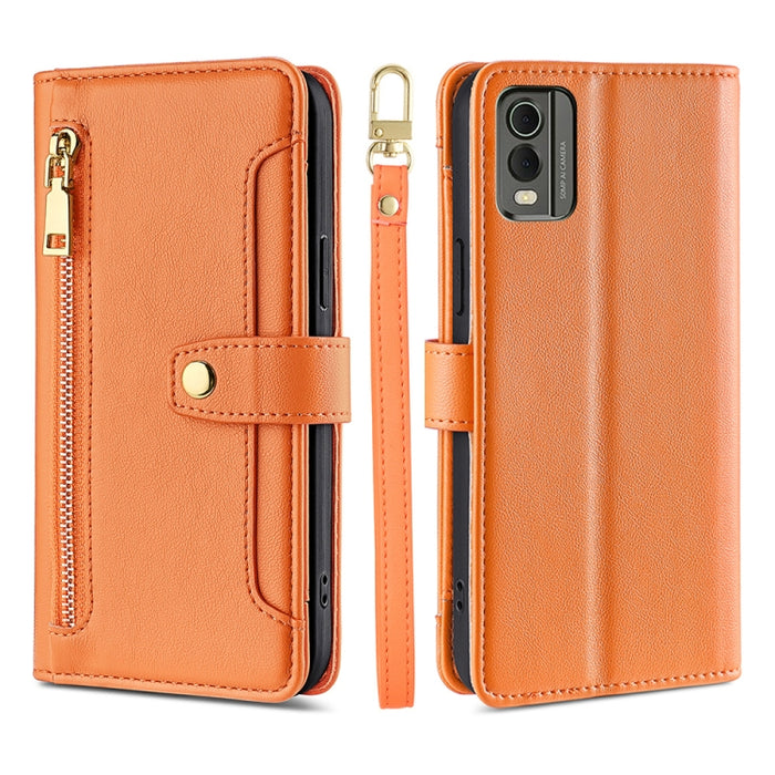 Estuche para teléfono de cuero con cremallera cruzada con textura de oveja, For vivo iQOO Z7x, For OPPO A55S 5G, For Realme GT Neo5 SE, For Xiaomi Redmi Note 12 Turbo, For Kyocera Digno SX3-KYG02, For Nokia C12, For Nokia C22, For Nokia C32            ...