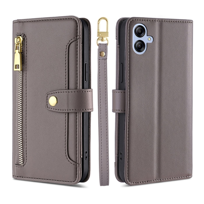 Estuche para teléfono de cuero con cremallera cruzada con textura de oveja, For vivo iQOO Z7x, For OPPO A55S 5G, For Realme GT Neo5 SE, For Xiaomi Redmi Note 12 Turbo, For Kyocera Digno SX3-KYG02, For Nokia C12, For Nokia C22, For Nokia C32            ...