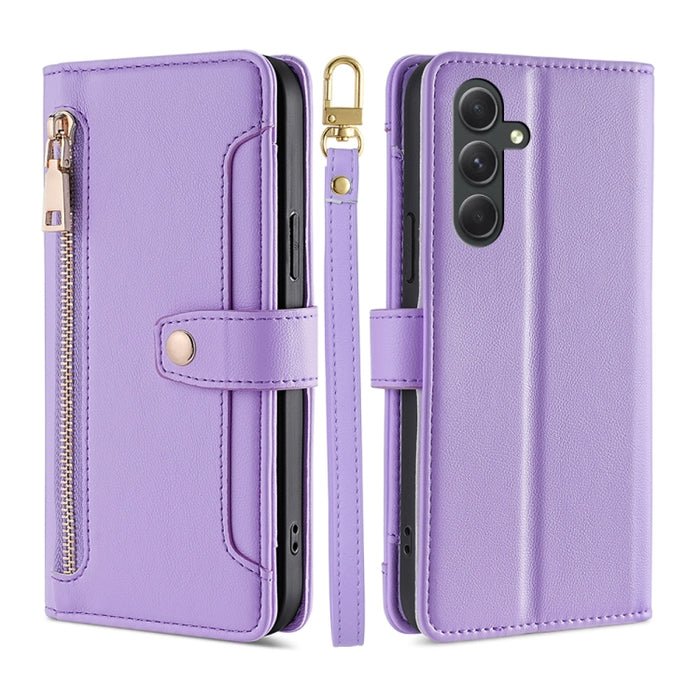 Estuche para teléfono de cuero con cremallera cruzada con textura de oveja, For vivo iQOO Z7x, For OPPO A55S 5G, For Realme GT Neo5 SE, For Xiaomi Redmi Note 12 Turbo, For Kyocera Digno SX3-KYG02, For Nokia C12, For Nokia C22, For Nokia C32            ...