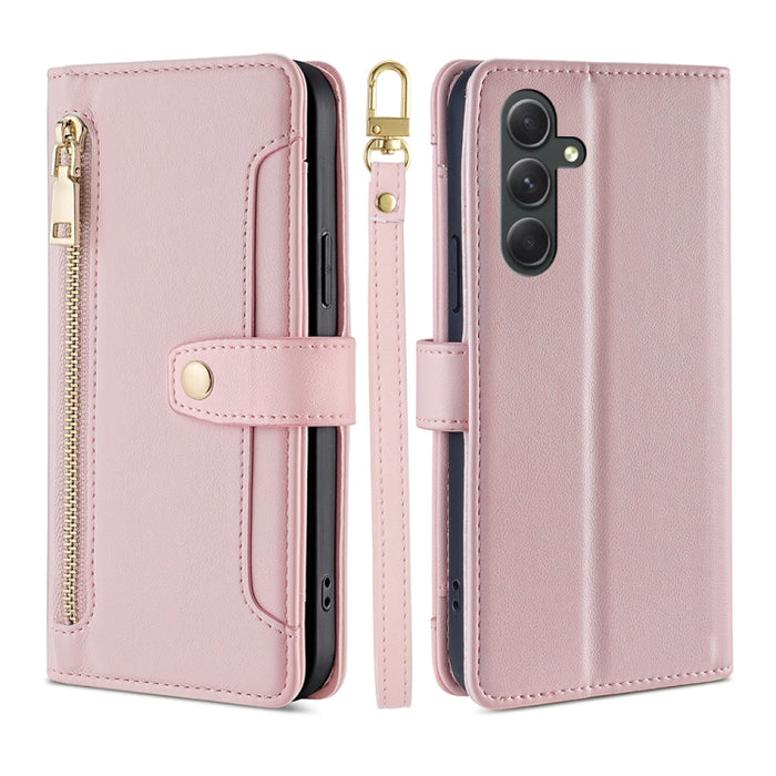 Estuche para teléfono de cuero con cremallera cruzada con textura de oveja, For vivo iQOO Z7x, For OPPO A55S 5G, For Realme GT Neo5 SE, For Xiaomi Redmi Note 12 Turbo, For Kyocera Digno SX3-KYG02, For Nokia C12, For Nokia C22, For Nokia C32            ...