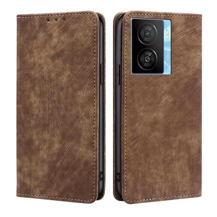 Estuche para teléfono de cuero magnético con cepillo antirrobo RFID, For vivo iQOO Z7x, For OPPO A55S 5G, For Realme GT Neo5 SE, For Xiaomi Redmi Note 12 Turbo, For Kyocera Digno SX3-KYG02, For Nokia C12, For Nokia C22, For Nokia C32                   ...
