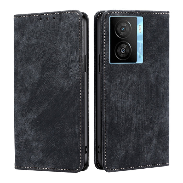 Estuche para teléfono de cuero magnético con cepillo antirrobo RFID, For vivo iQOO Z7x, For OPPO A55S 5G, For Realme GT Neo5 SE, For Xiaomi Redmi Note 12 Turbo, For Kyocera Digno SX3-KYG02, For Nokia C12, For Nokia C22, For Nokia C32                   ...