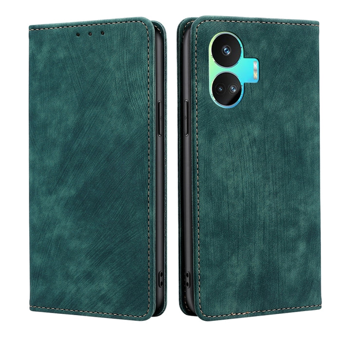 Estuche para teléfono de cuero magnético con cepillo antirrobo RFID, For vivo iQOO Z7x, For OPPO A55S 5G, For Realme GT Neo5 SE, For Xiaomi Redmi Note 12 Turbo, For Kyocera Digno SX3-KYG02, For Nokia C12, For Nokia C22, For Nokia C32                   ...