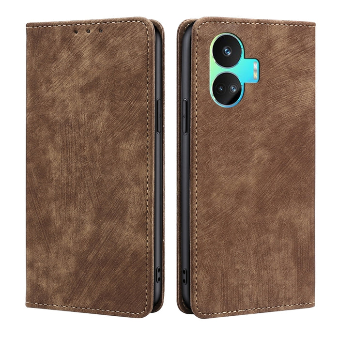 Estuche para teléfono de cuero magnético con cepillo antirrobo RFID, For vivo iQOO Z7x, For OPPO A55S 5G, For Realme GT Neo5 SE, For Xiaomi Redmi Note 12 Turbo, For Kyocera Digno SX3-KYG02, For Nokia C12, For Nokia C22, For Nokia C32                   ...