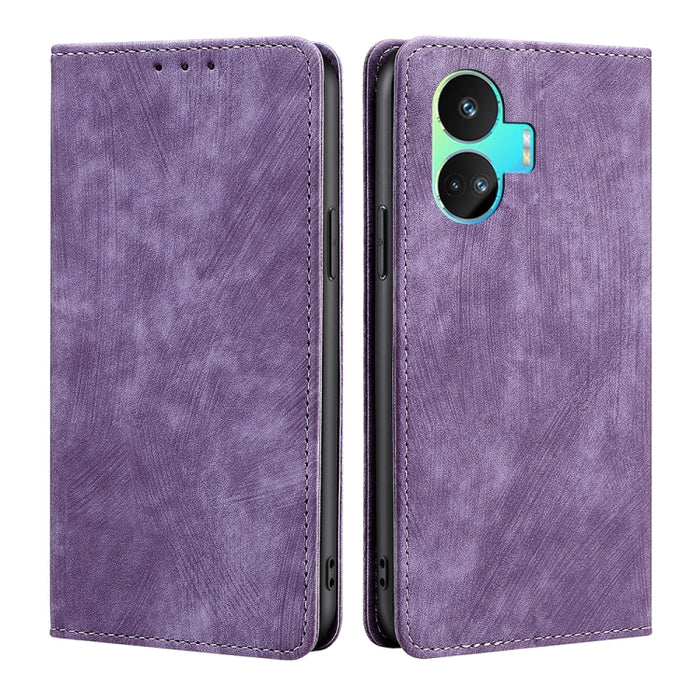 Estuche para teléfono de cuero magnético con cepillo antirrobo RFID, For vivo iQOO Z7x, For OPPO A55S 5G, For Realme GT Neo5 SE, For Xiaomi Redmi Note 12 Turbo, For Kyocera Digno SX3-KYG02, For Nokia C12, For Nokia C22, For Nokia C32                   ...