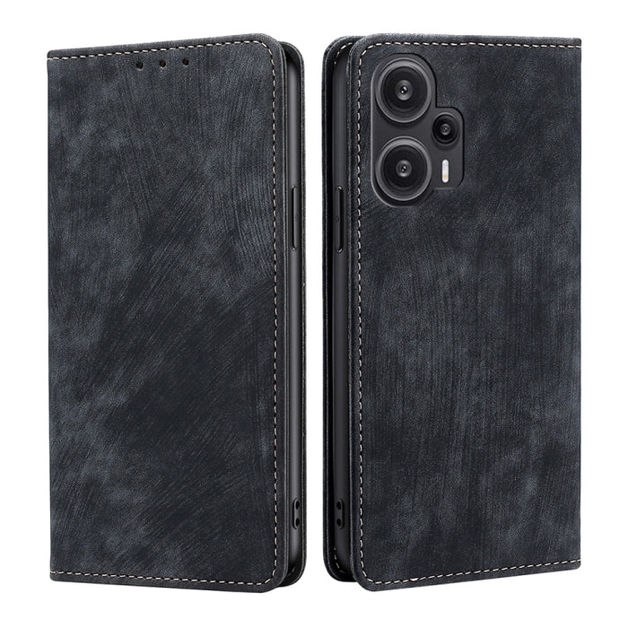 Estuche para teléfono de cuero magnético con cepillo antirrobo RFID, For vivo iQOO Z7x, For OPPO A55S 5G, For Realme GT Neo5 SE, For Xiaomi Redmi Note 12 Turbo, For Kyocera Digno SX3-KYG02, For Nokia C12, For Nokia C22, For Nokia C32                   ...