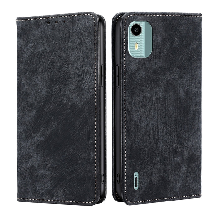 Estuche para teléfono de cuero magnético con cepillo antirrobo RFID, For vivo iQOO Z7x, For OPPO A55S 5G, For Realme GT Neo5 SE, For Xiaomi Redmi Note 12 Turbo, For Kyocera Digno SX3-KYG02, For Nokia C12, For Nokia C22, For Nokia C32                   ...