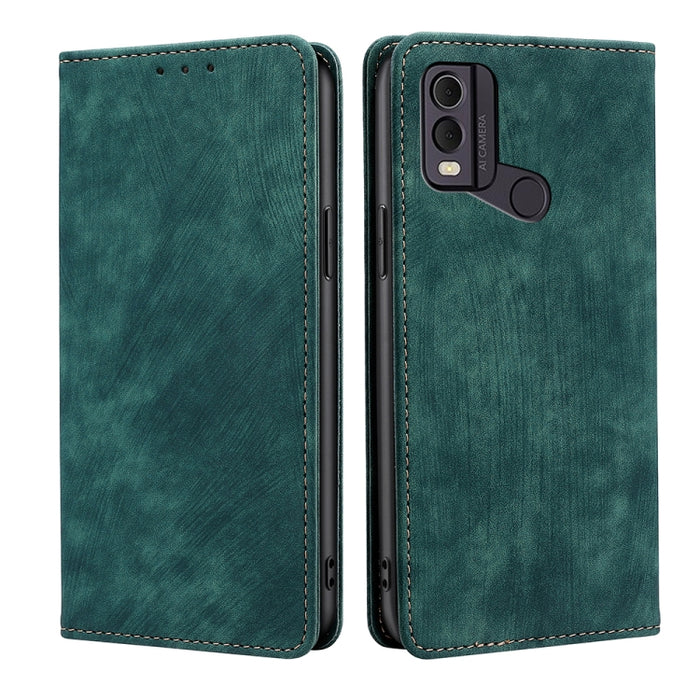 Estuche para teléfono de cuero magnético con cepillo antirrobo RFID, For vivo iQOO Z7x, For OPPO A55S 5G, For Realme GT Neo5 SE, For Xiaomi Redmi Note 12 Turbo, For Kyocera Digno SX3-KYG02, For Nokia C12, For Nokia C22, For Nokia C32                   ...