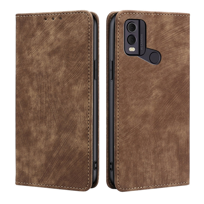 Estuche para teléfono de cuero magnético con cepillo antirrobo RFID, For vivo iQOO Z7x, For OPPO A55S 5G, For Realme GT Neo5 SE, For Xiaomi Redmi Note 12 Turbo, For Kyocera Digno SX3-KYG02, For Nokia C12, For Nokia C22, For Nokia C32                   ...