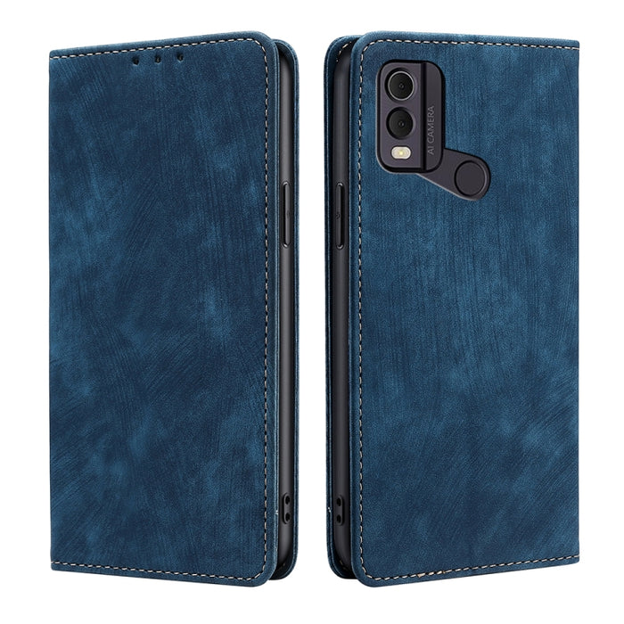 Estuche para teléfono de cuero magnético con cepillo antirrobo RFID, For vivo iQOO Z7x, For OPPO A55S 5G, For Realme GT Neo5 SE, For Xiaomi Redmi Note 12 Turbo, For Kyocera Digno SX3-KYG02, For Nokia C12, For Nokia C22, For Nokia C32                   ...