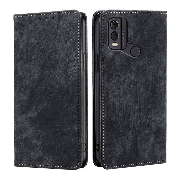 Estuche para teléfono de cuero magnético con cepillo antirrobo RFID, For vivo iQOO Z7x, For OPPO A55S 5G, For Realme GT Neo5 SE, For Xiaomi Redmi Note 12 Turbo, For Kyocera Digno SX3-KYG02, For Nokia C12, For Nokia C22, For Nokia C32                   ...