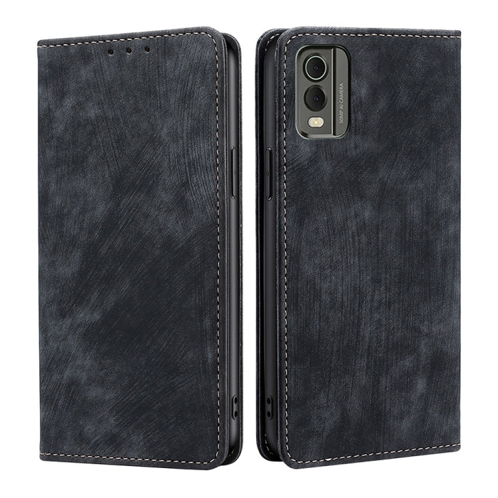 Estuche para teléfono de cuero magnético con cepillo antirrobo RFID, For vivo iQOO Z7x, For OPPO A55S 5G, For Realme GT Neo5 SE, For Xiaomi Redmi Note 12 Turbo, For Kyocera Digno SX3-KYG02, For Nokia C12, For Nokia C22, For Nokia C32                   ...