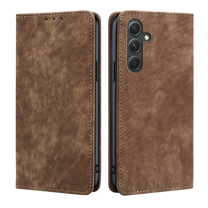 Estuche para teléfono de cuero magnético con cepillo antirrobo RFID, For vivo iQOO Z7x, For OPPO A55S 5G, For Realme GT Neo5 SE, For Xiaomi Redmi Note 12 Turbo, For Kyocera Digno SX3-KYG02, For Nokia C12, For Nokia C22, For Nokia C32                   ...