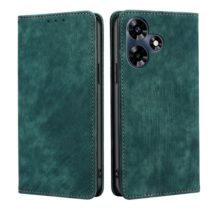 Estuche para teléfono de cuero magnético con cepillo antirrobo RFID, For vivo iQOO Z7x, For OPPO A55S 5G, For Realme GT Neo5 SE, For Xiaomi Redmi Note 12 Turbo, For Kyocera Digno SX3-KYG02, For Nokia C12, For Nokia C22, For Nokia C32                   ...