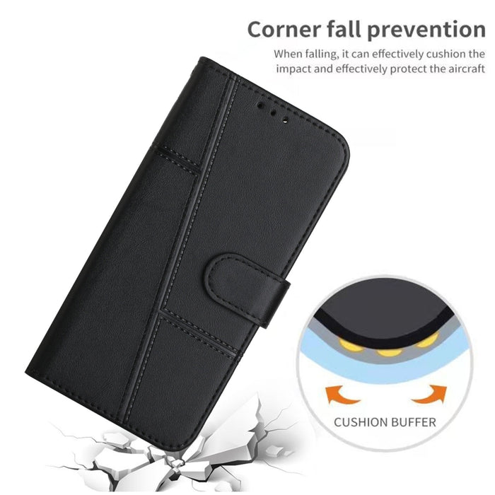 Estuche para teléfono de cuero con hebilla de textura de becerro cosido, For Samsung Galaxy A24 4G, For Samsung Galaxy M14 5G / F14 5G, For Google Pixel 7a, For Google Pixel 8, For Google Pixel 8 Pro, For Infinix Hot 30i, For Tecno Spark 10            ...