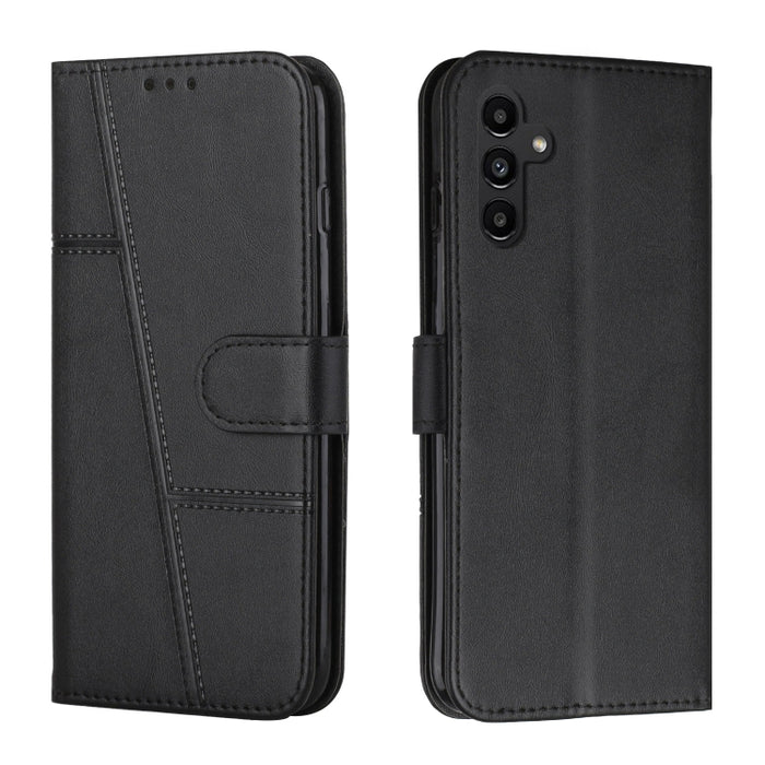 Estuche para teléfono de cuero con hebilla de textura de becerro cosido, For Samsung Galaxy A24 4G, For Samsung Galaxy M14 5G / F14 5G, For Google Pixel 7a, For Google Pixel 8, For Google Pixel 8 Pro, For Infinix Hot 30i, For Tecno Spark 10            ...
