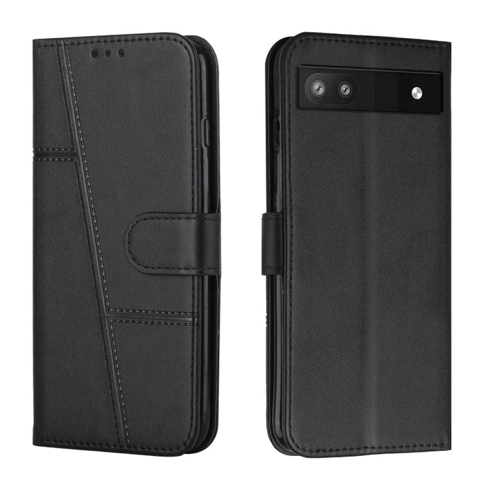 Estuche para teléfono de cuero con hebilla de textura de becerro cosido, For Samsung Galaxy A24 4G, For Samsung Galaxy M14 5G / F14 5G, For Google Pixel 7a, For Google Pixel 8, For Google Pixel 8 Pro, For Infinix Hot 30i, For Tecno Spark 10            ...