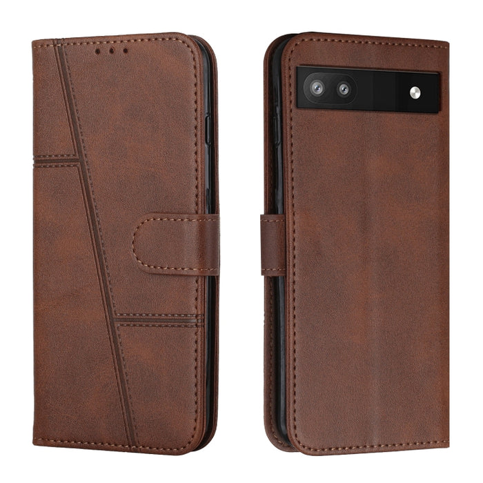 Estuche para teléfono de cuero con hebilla de textura de becerro cosido, For Samsung Galaxy A24 4G, For Samsung Galaxy M14 5G / F14 5G, For Google Pixel 7a, For Google Pixel 8, For Google Pixel 8 Pro, For Infinix Hot 30i, For Tecno Spark 10            ...
