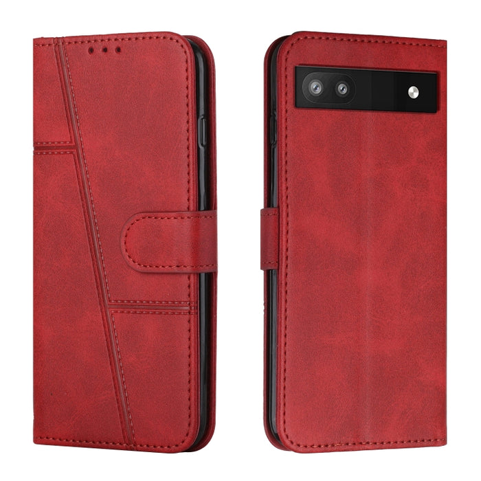 Estuche para teléfono de cuero con hebilla de textura de becerro cosido, For Samsung Galaxy A24 4G, For Samsung Galaxy M14 5G / F14 5G, For Google Pixel 7a, For Google Pixel 8, For Google Pixel 8 Pro, For Infinix Hot 30i, For Tecno Spark 10            ...