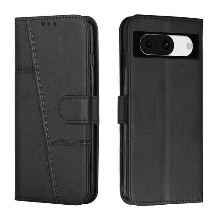 Estuche para teléfono de cuero con hebilla de textura de becerro cosido, For Samsung Galaxy A24 4G, For Samsung Galaxy M14 5G / F14 5G, For Google Pixel 7a, For Google Pixel 8, For Google Pixel 8 Pro, For Infinix Hot 30i, For Tecno Spark 10            ...