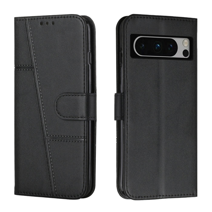 Estuche para teléfono de cuero con hebilla de textura de becerro cosido, For Samsung Galaxy A24 4G, For Samsung Galaxy M14 5G / F14 5G, For Google Pixel 7a, For Google Pixel 8, For Google Pixel 8 Pro, For Infinix Hot 30i, For Tecno Spark 10            ...