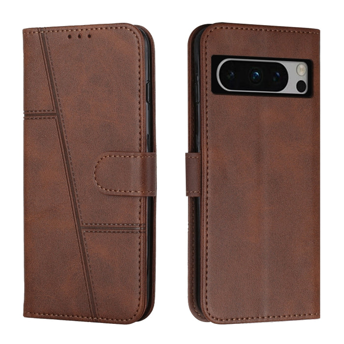Estuche para teléfono de cuero con hebilla de textura de becerro cosido, For Samsung Galaxy A24 4G, For Samsung Galaxy M14 5G / F14 5G, For Google Pixel 7a, For Google Pixel 8, For Google Pixel 8 Pro, For Infinix Hot 30i, For Tecno Spark 10            ...