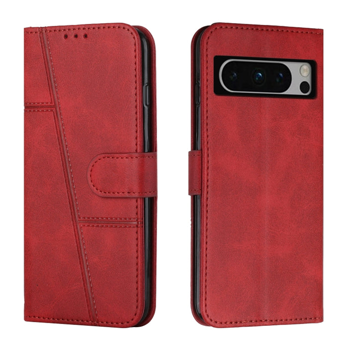 Estuche para teléfono de cuero con hebilla de textura de becerro cosido, For Samsung Galaxy A24 4G, For Samsung Galaxy M14 5G / F14 5G, For Google Pixel 7a, For Google Pixel 8, For Google Pixel 8 Pro, For Infinix Hot 30i, For Tecno Spark 10            ...