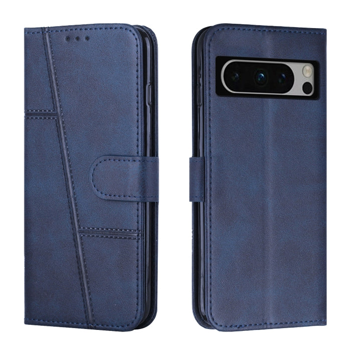 Estuche para teléfono de cuero con hebilla de textura de becerro cosido, For Samsung Galaxy A24 4G, For Samsung Galaxy M14 5G / F14 5G, For Google Pixel 7a, For Google Pixel 8, For Google Pixel 8 Pro, For Infinix Hot 30i, For Tecno Spark 10            ...