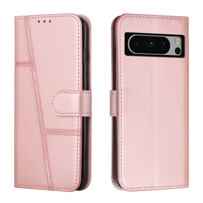 Estuche para teléfono de cuero con hebilla de textura de becerro cosido, For Samsung Galaxy A24 4G, For Samsung Galaxy M14 5G / F14 5G, For Google Pixel 7a, For Google Pixel 8, For Google Pixel 8 Pro, For Infinix Hot 30i, For Tecno Spark 10            ...