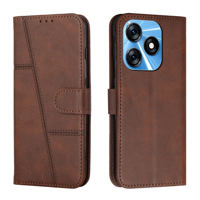 Estuche para teléfono de cuero con hebilla de textura de becerro cosido, For Samsung Galaxy A24 4G, For Samsung Galaxy M14 5G / F14 5G, For Google Pixel 7a, For Google Pixel 8, For Google Pixel 8 Pro, For Infinix Hot 30i, For Tecno Spark 10            ...