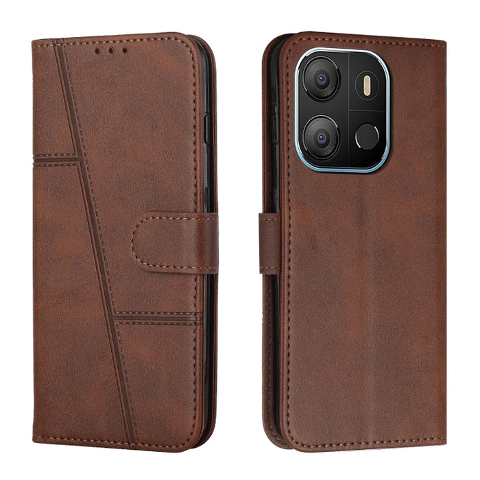 Estuche para teléfono de cuero con hebilla de textura de becerro cosido, For Samsung Galaxy A24 4G, For Samsung Galaxy M14 5G / F14 5G, For Google Pixel 7a, For Google Pixel 8, For Google Pixel 8 Pro, For Infinix Hot 30i, For Tecno Spark 10            ...