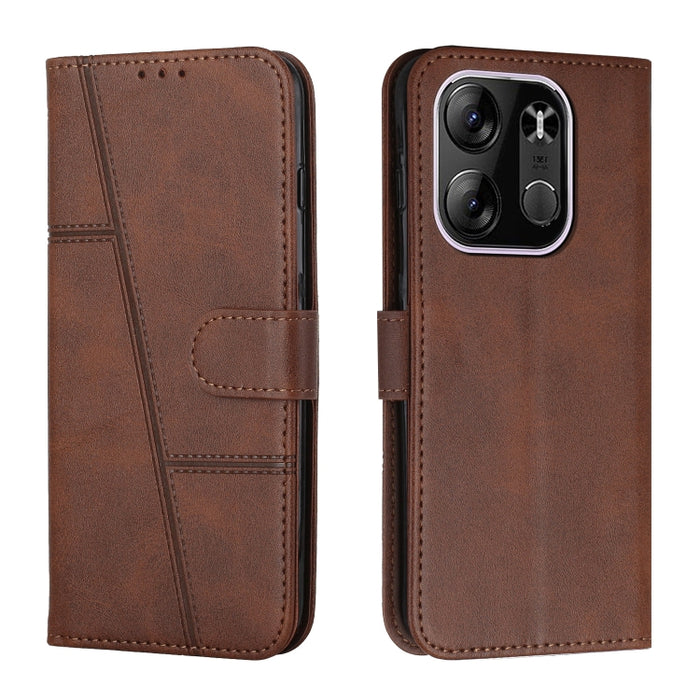 Estuche para teléfono de cuero con hebilla de textura de becerro cosido, For Samsung Galaxy A24 4G, For Samsung Galaxy M14 5G / F14 5G, For Google Pixel 7a, For Google Pixel 8, For Google Pixel 8 Pro, For Infinix Hot 30i, For Tecno Spark 10            ...