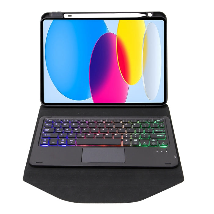 Z10B-AS Ranura para bolígrafo Panel táctil Retroiluminación Teclado Bluetooth Funda de cuero para tableta, For iPad 2022 / 2025