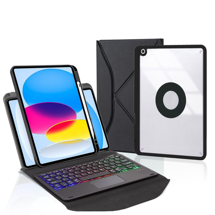 Z10B-AS Ranura para bolígrafo Panel táctil Retroiluminación Teclado Bluetooth Funda de cuero para tableta, For iPad 2022 / 2025
