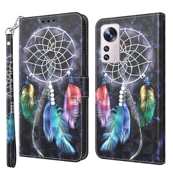 Estuche para teléfono de cuero con patrón pintado en 3D, For Xiaomi 12 Pro, For Xiaomi 12, For Xiaomi Redmi Note 10 Pro