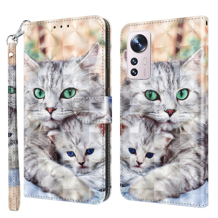 Estuche para teléfono de cuero con patrón pintado en 3D, For Xiaomi 12 Pro, For Xiaomi 12, For Xiaomi Redmi Note 10 Pro