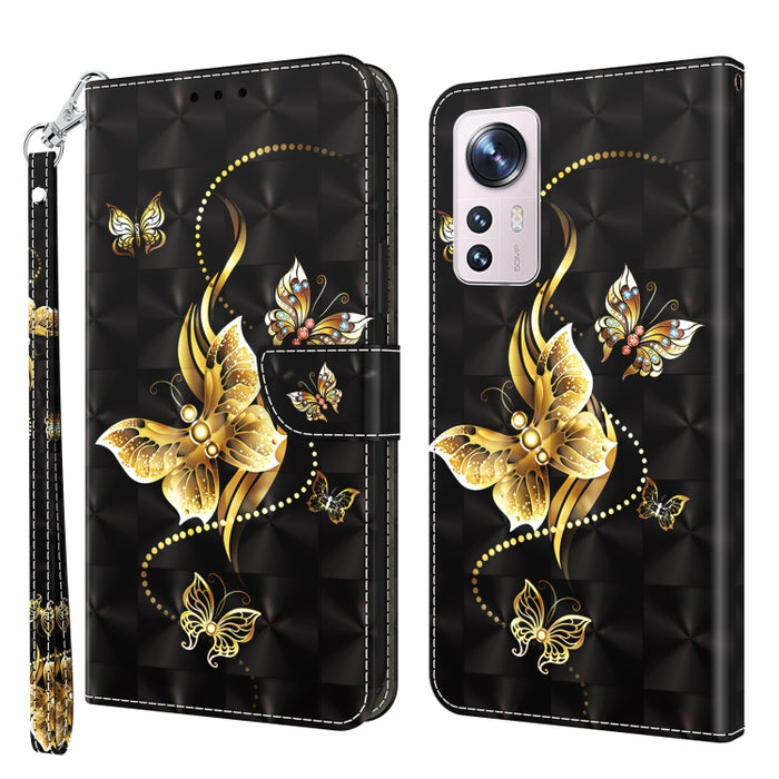 Estuche para teléfono de cuero con patrón pintado en 3D, For Xiaomi 12 Pro, For Xiaomi 12, For Xiaomi Redmi Note 10 Pro