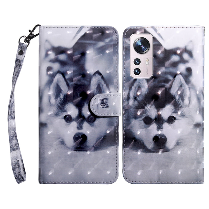 Estuche para teléfono de cuero con patrón pintado en 3D, For Xiaomi 12 Pro, For Xiaomi 12, For Xiaomi Redmi Note 10 Pro