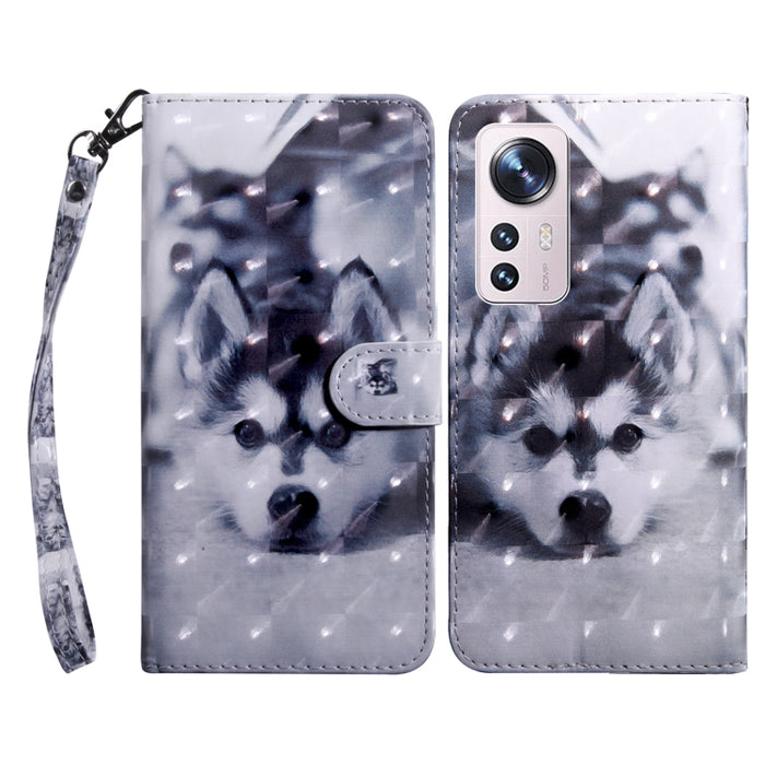 Estuche para teléfono de cuero con patrón pintado en 3D, For Xiaomi 12 Pro, For Xiaomi 12, For Xiaomi Redmi Note 10 Pro
