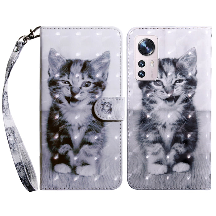 Estuche para teléfono de cuero con patrón pintado en 3D, For Xiaomi 12 Pro, For Xiaomi 12, For Xiaomi Redmi Note 10 Pro