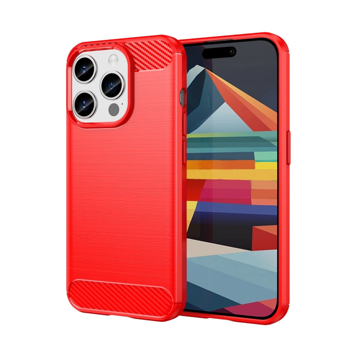 Caja de teléfono TPU de fibra de carbono con textura cepillada, For iPhone 15, For iPhone 15 Plus, For iPhone 15 Pro, For iPhone 15 Pro Max