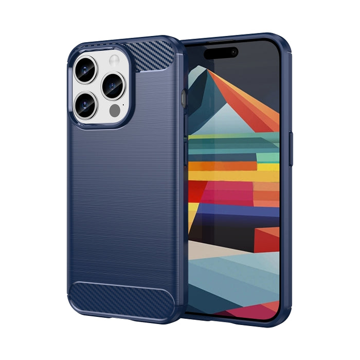 Caja de teléfono TPU de fibra de carbono con textura cepillada, For iPhone 15, For iPhone 15 Plus, For iPhone 15 Pro, For iPhone 15 Pro Max