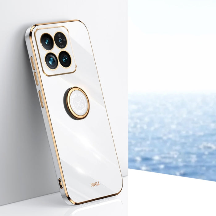 XINLI Straight Edge 6D Electroplate TPU Funda para teléfono con soporte para anillo, For Redmi 14C 4G, For Xiaomi Redmi Note 13 Pro 4G, For Xiaomi Redmi Note 13 4G, For Xiaomi Redmi 13C 5G, For Xiaomi Redmi K70E, For Xiaomi 14 Pro, For Xiaomi 14       ...