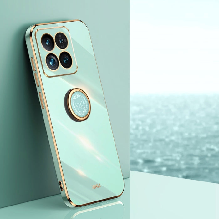 XINLI Straight Edge 6D Electroplate TPU Funda para teléfono con soporte para anillo, For Redmi 14C 4G, For Xiaomi Redmi Note 13 Pro 4G, For Xiaomi Redmi Note 13 4G, For Xiaomi Redmi 13C 5G, For Xiaomi Redmi K70E, For Xiaomi 14 Pro, For Xiaomi 14       ...