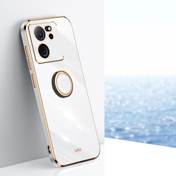 XINLI Straight Edge 6D Electroplate TPU Funda para teléfono con soporte para anillo, For Redmi 14C 4G, For Xiaomi Redmi Note 13 Pro 4G, For Xiaomi Redmi Note 13 4G, For Xiaomi Redmi 13C 5G, For Xiaomi Redmi K70E, For Xiaomi 14 Pro, For Xiaomi 14       ...