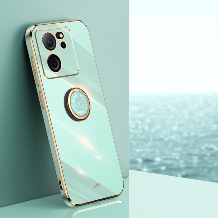 XINLI Straight Edge 6D Electroplate TPU Funda para teléfono con soporte para anillo, For Redmi 14C 4G, For Xiaomi Redmi Note 13 Pro 4G, For Xiaomi Redmi Note 13 4G, For Xiaomi Redmi 13C 5G, For Xiaomi Redmi K70E, For Xiaomi 14 Pro, For Xiaomi 14       ...