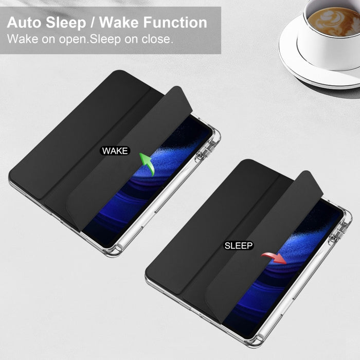 Estuche para tableta de cuero inteligente de TPU transparente de 3 pliegues, For Xiaomi Pad 6 / 6 Pro