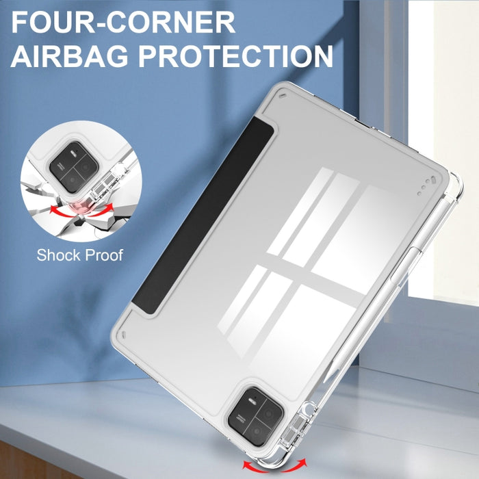 Estuche para tableta de cuero inteligente de TPU transparente de 3 pliegues, For Xiaomi Pad 6 / 6 Pro