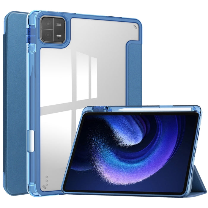 Estuche para tableta de cuero inteligente de TPU transparente de 3 pliegues, For Xiaomi Pad 6 / 6 Pro